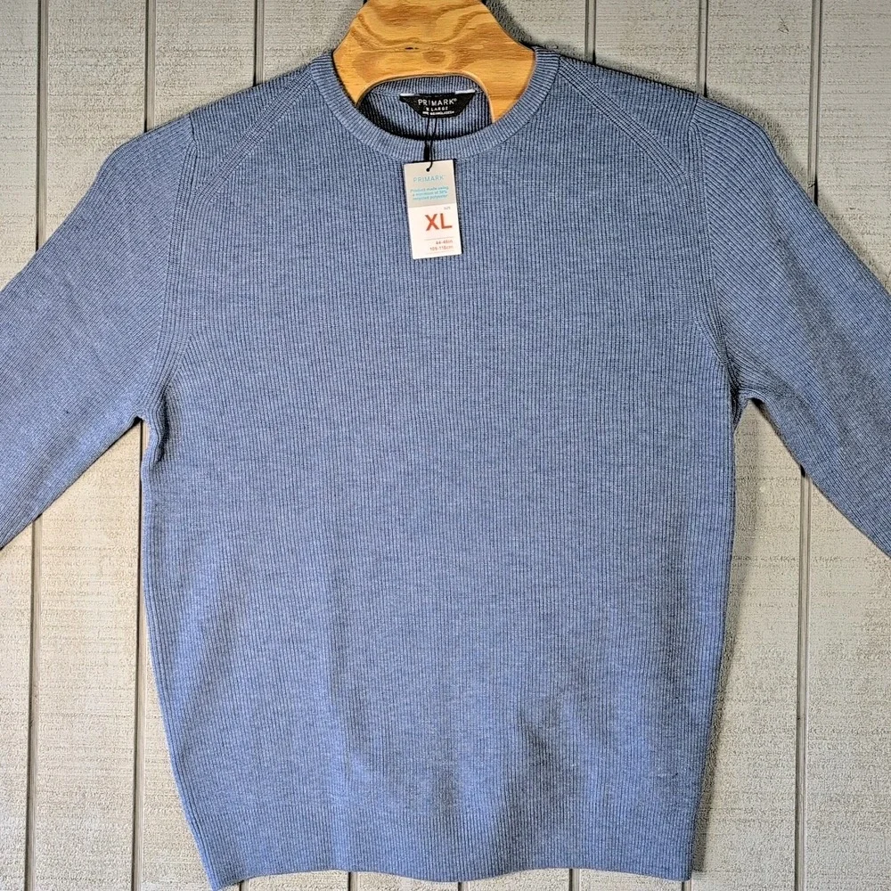Primark Sweater Men's Size XL Blue Oeko‎ Tex Pullover Long Sleeve Textured Shirt